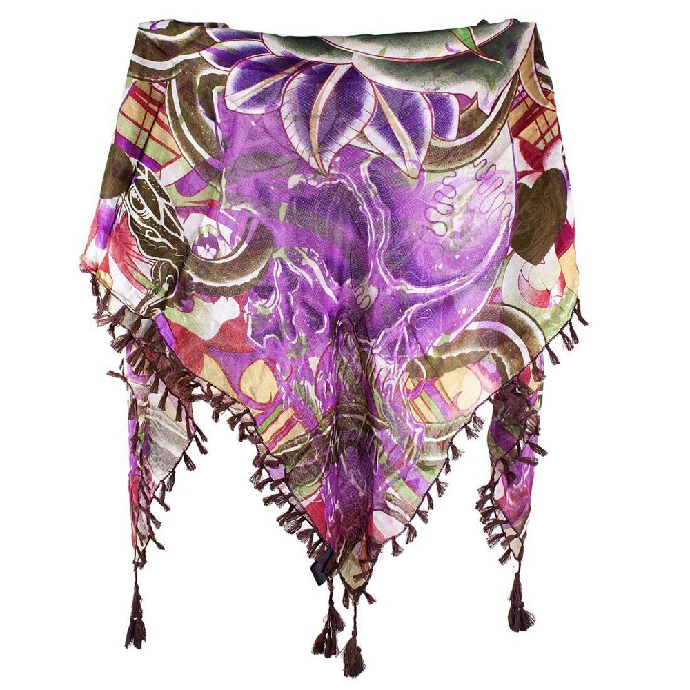 2043 Quad Skull 40x40 Cotton Scarf -Brown